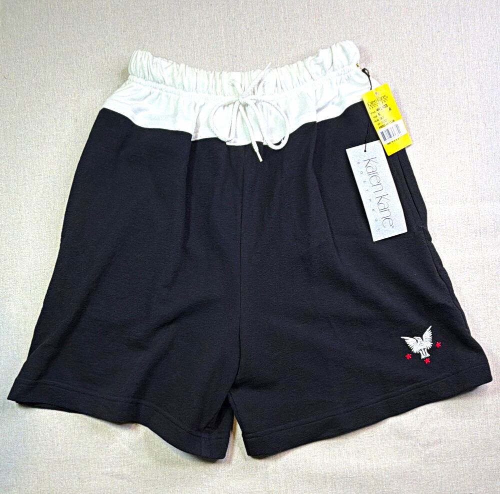 Karen Kane American Club Athletic Shorts Womens Size S Black White Drawstring